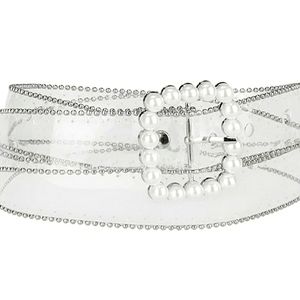 Womens Clear Waist Belts -  Transparent Belts Square Buckle-silver